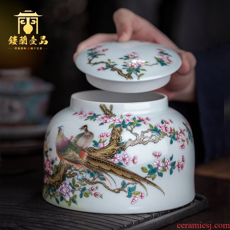 Jingdezhen ceramics all hand - made pastel notes tong furnishing articles prosperous home decoration craft tea caddy fixings storehouse