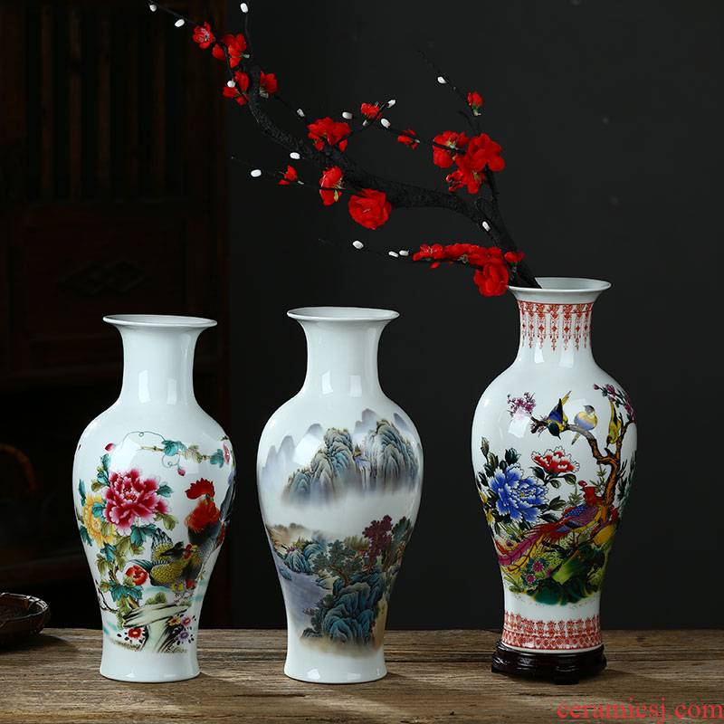 Blue and white porcelain of jingdezhen ceramics flower arranging antique vase lucky bamboo living room TV cabinet craft ornaments furnishing articles
