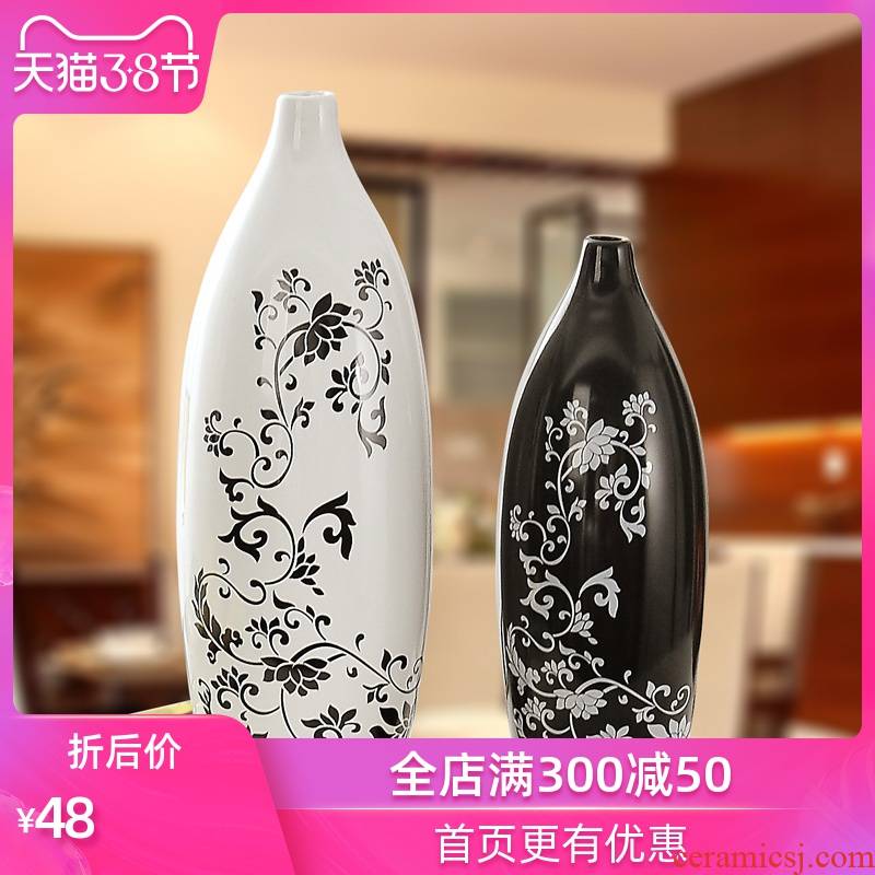 Ceramic craft gifts creative furnishing articles wedding gifts I household adornment of black and white shell vase furnishing articles