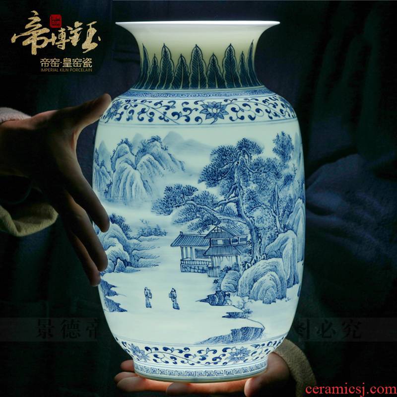 The Master of jingdezhen ceramic hand - made scenery of blue and white porcelain vases, flower arranging furnishing articles of Chinese style porch sitting room adornment ornament