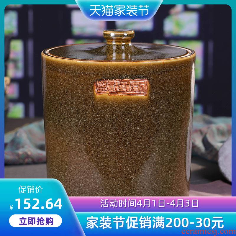 Jingdezhen ceramic tea cake tin POTS large puer tea tea tea pot water storage tank ceramic tea cylinder