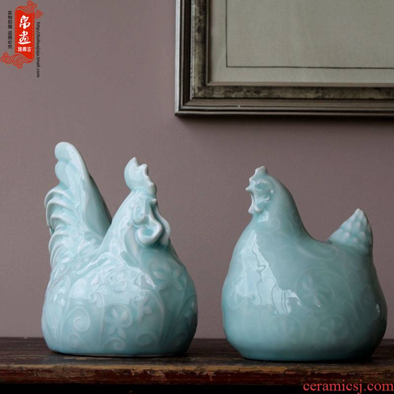 Jingdezhen ceramic chicken place propitious to chickens manual celadon home desktop lovely sitting room feng shui decoration