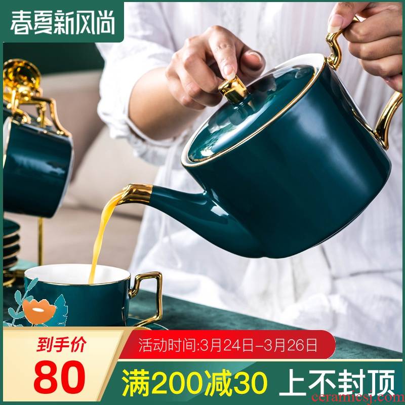 Ceramic hand coffee pot of cold water bottle milk tea pot set home single pot of cold water large capacity of the teapot