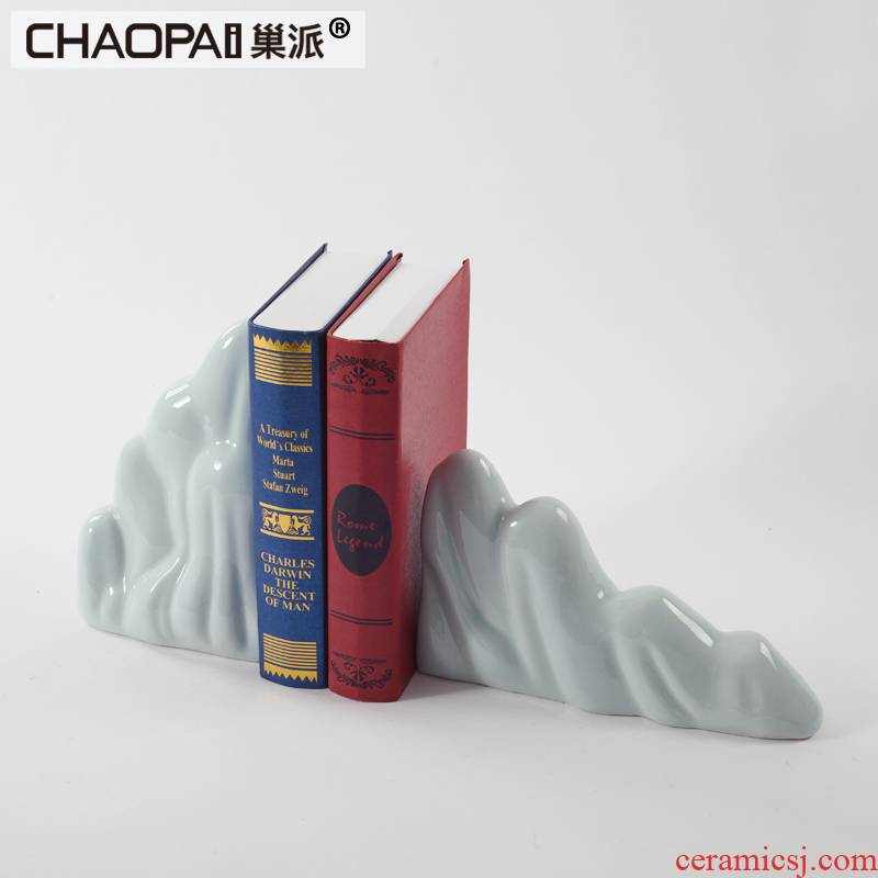 New Chinese style ceramic rockery bookends furnishing articles home study bedroom bookcase originality example room desktop soft adornment