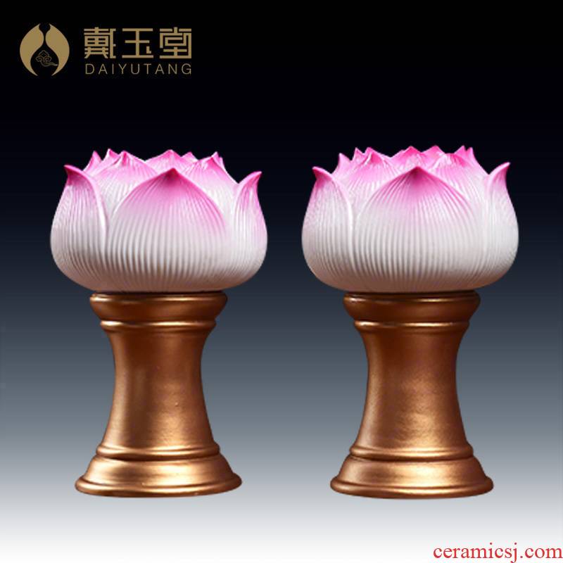 Yutang dai ceramic Buddha GongDeng lotus light Buddha light led light see colour before a pair of buddhist supplies/D20-117