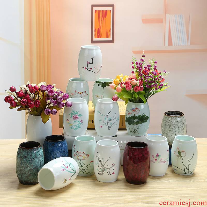 White porcelain and fresh water have no hole, copper money plant grass flower POTS all over the sky star, dry flower vases, ceramic flower implement furnishing articles in the living room