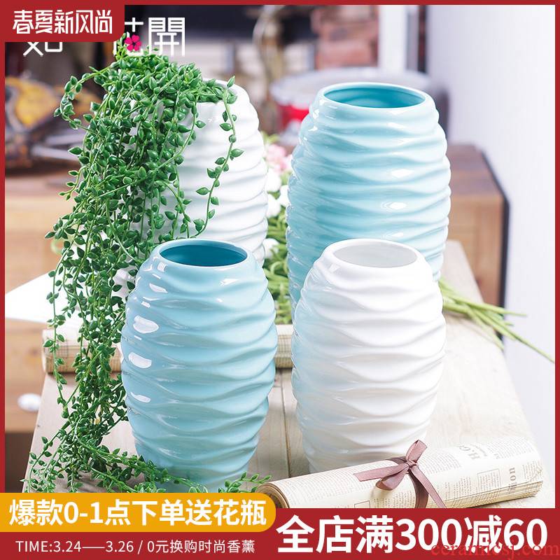 Zen mountain stream artistic vase study creative furnishing articles I and contracted sitting room ceramic dry flower flower vase
