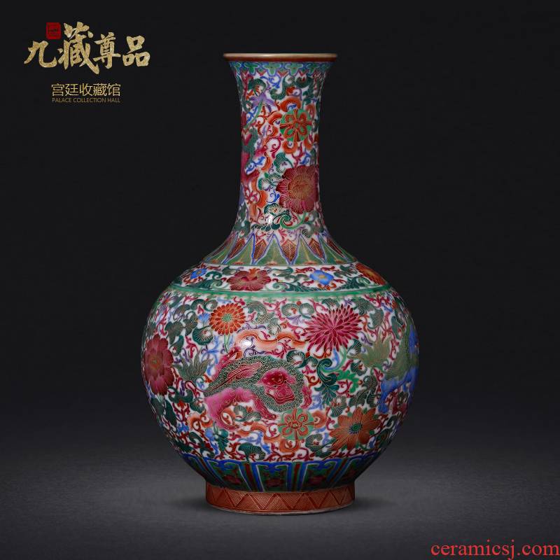 Jingdezhen ceramics antique hand - made silk colored enamel paint wire inlay kirin bottle vase home furnishing articles