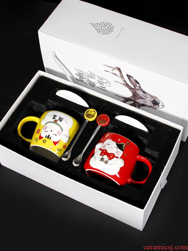 Plutus cat girl gift boxes gift mugs household ceramic cup, lovely creative picking cups of coffee cup