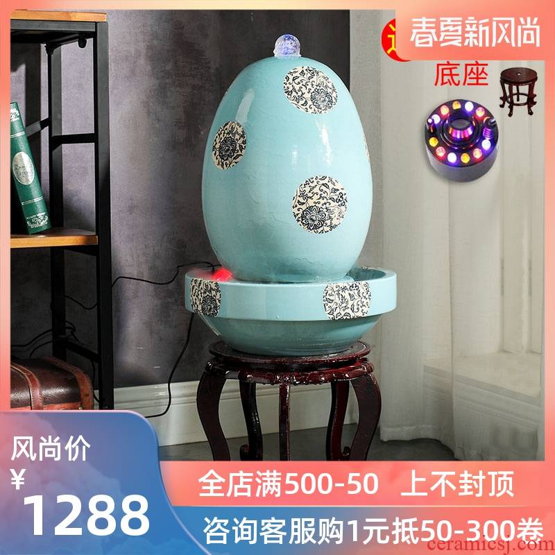 Jingdezhen to live in a small sitting room aquarium desktop furnishing articles ceramic water fountain creative version into gifts