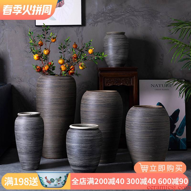 Jingdezhen ceramic vase large landing place, sitting room of I and contracted dry flower adornment to heavy European arranging flowers