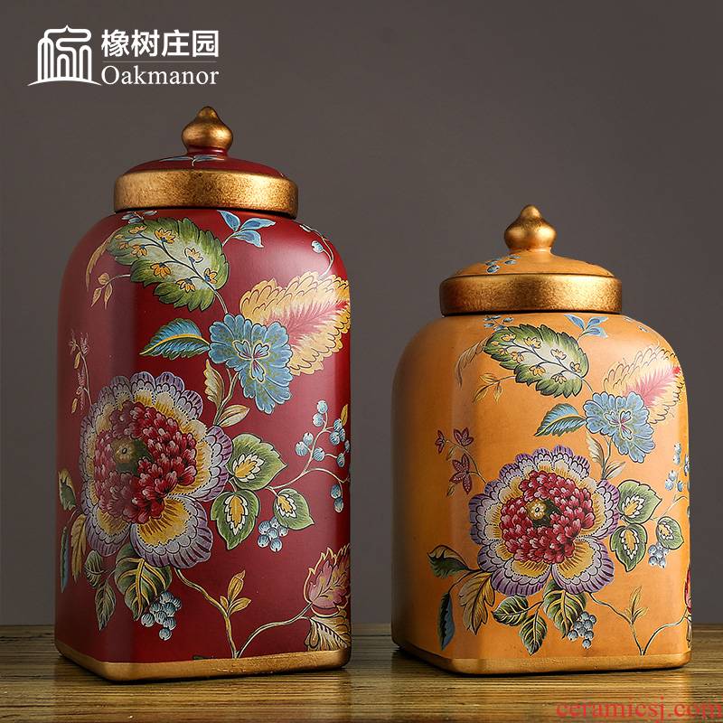 American storage tank furnishing articles European ceramic candy jar decorative POTS POTS with cover general as cans of soft outfit decoration