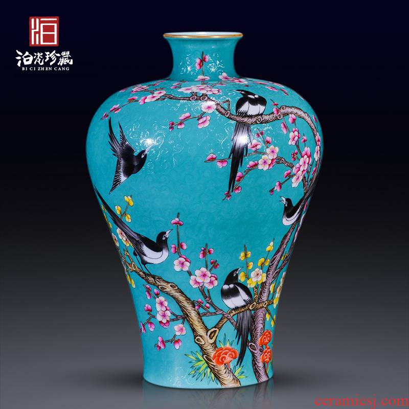 Jingdezhen ceramic hand - made pastel pay-per-tweet on meimei bottles of Chinese office sitting room porch decoration craft gift