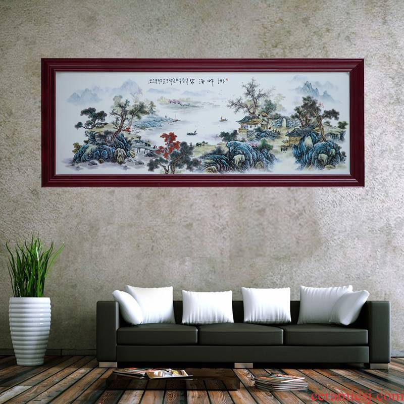 Jingdezhen ceramic central scroll landscape porcelain plate painting the mural wall act the role ofing sitting room wall hanging glaze color rich on fertility