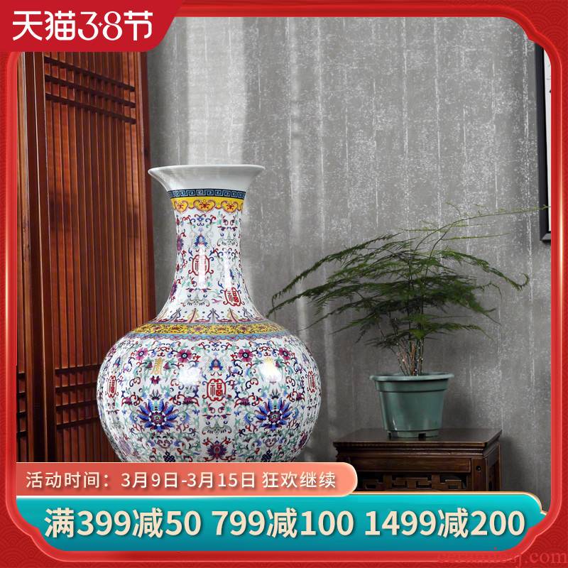 Jingdezhen ceramic furnishing articles large ground vase sitting room of Chinese style household decoration to the hotel porch TV ark, process