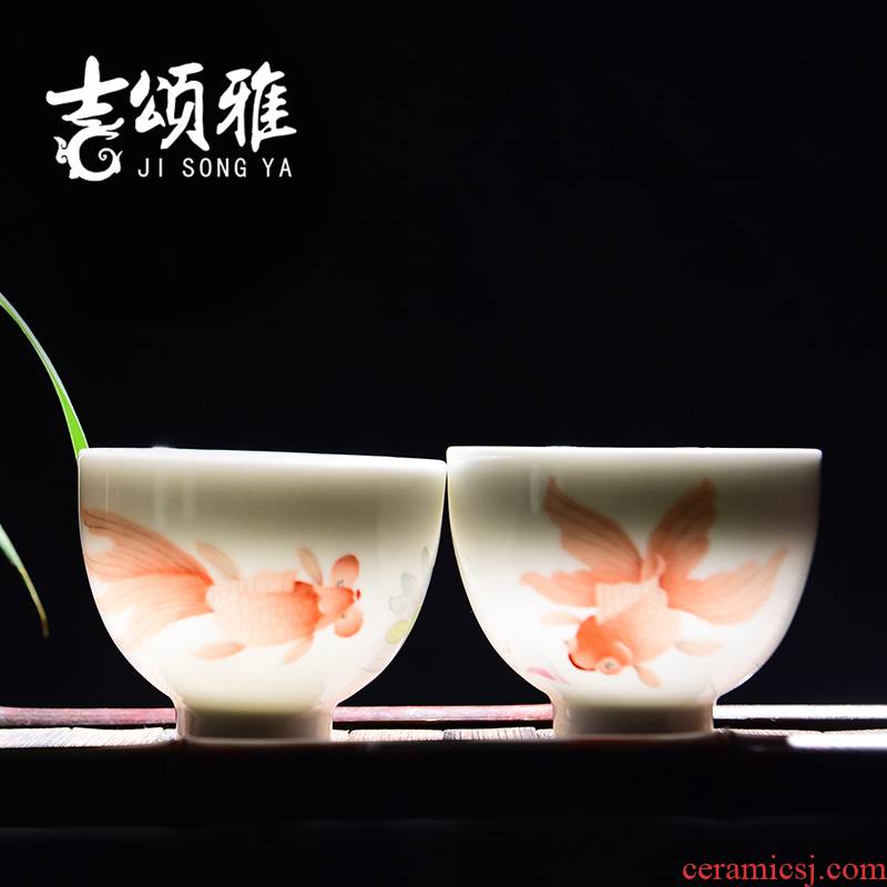 Jingdezhen ceramic sample tea cup single CPU hand - made gold cup pastel kung fu tea cups