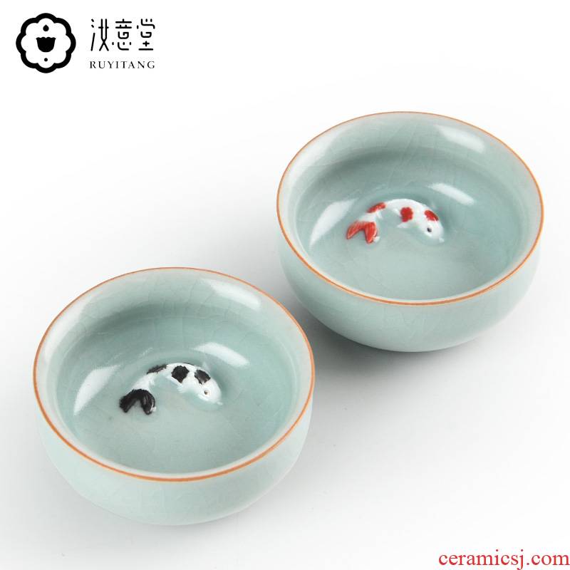 Your up ceramic teacup cracked sample tea cup can keep Your porcelain single CPU master of kung fu tea carp small cup cup