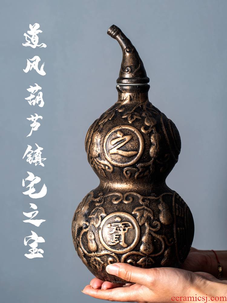 Small ceramic jar 1 catty three catties 5 jins of jin gourd deacnter take archaize wind the empty pot seal of household
