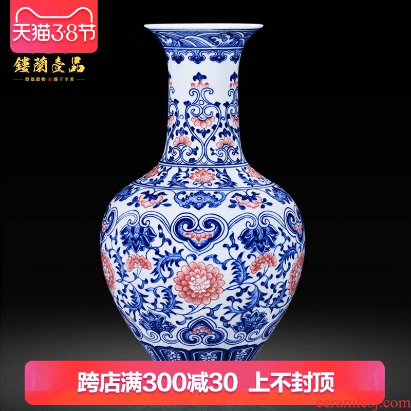 Jingdezhen blue and white youligong big ceramics imitation the qing qianlong vase Chinese style living room home decoration collection furnishing articles