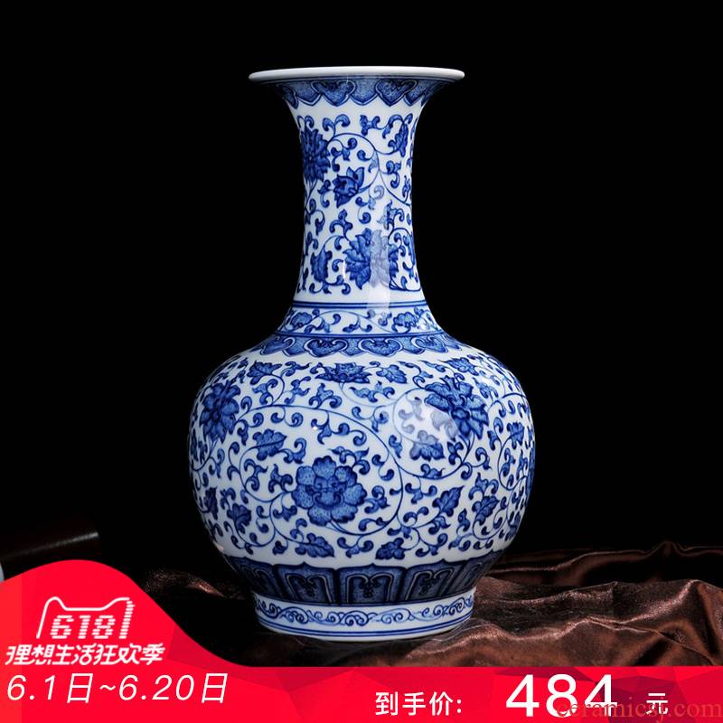 Jingdezhen ceramics kangxi style antique vase of blue and white porcelain design fashion crafts home furnishing articles in the living room