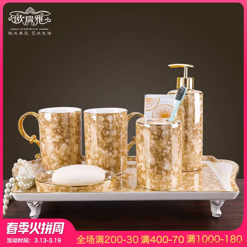 Five piece contracted Europe type ceramic sanitary ware ideas toilet six sets for wash gargle suit household toothbrush cup combination