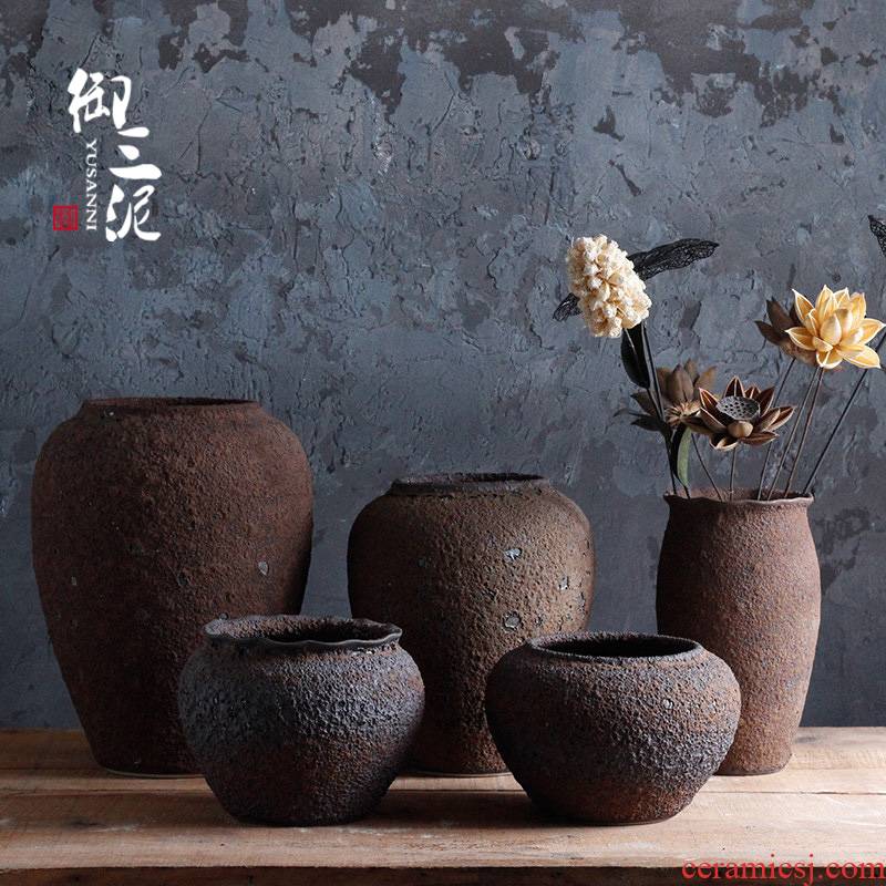 Checking out ceramic coarse TaoHua machine dry flower arranging flowers furnishing articles zen tea room vases, ceramic flower pot clay POTS