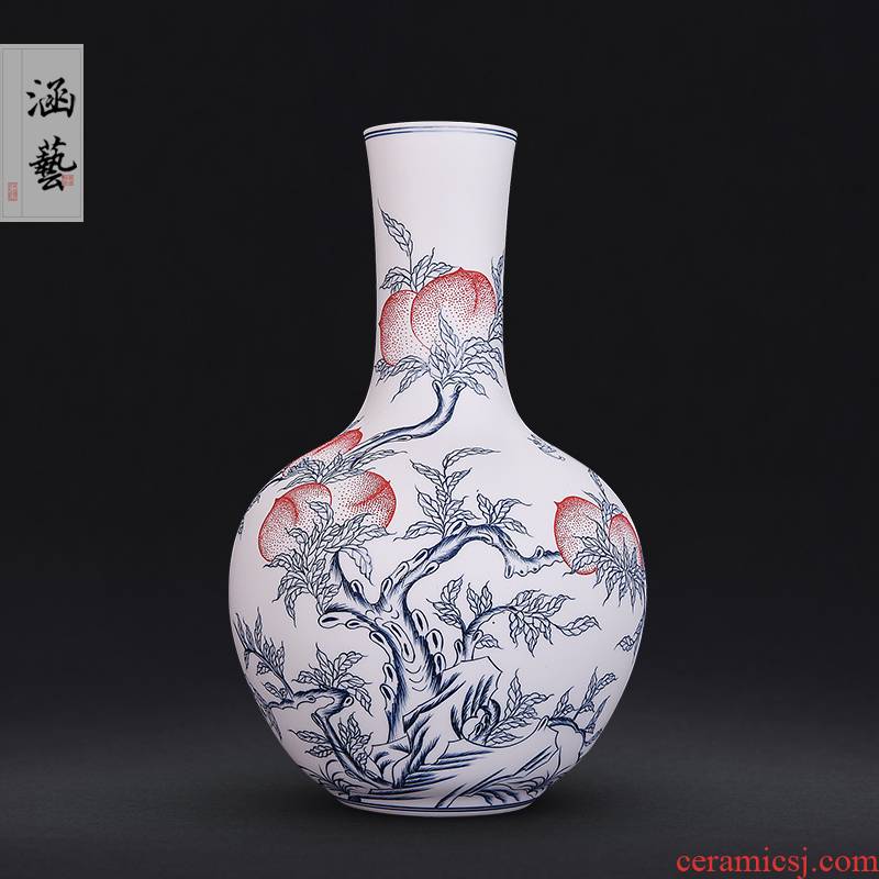 Jingdezhen ceramics hand - made porcelain unglazed flat peach sitting room porch of new Chinese style household adornment handicraft furnishing articles