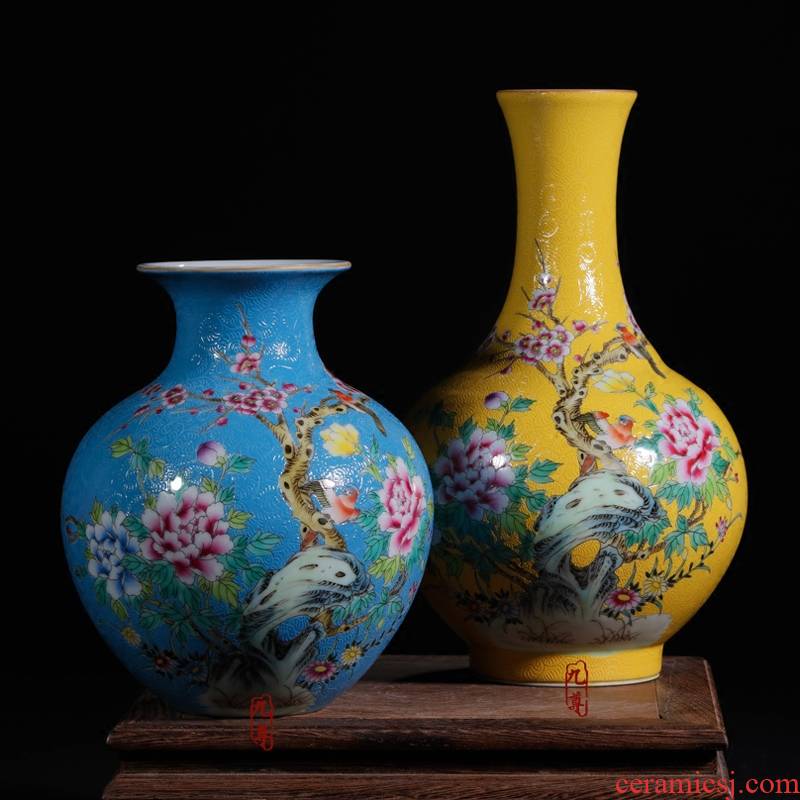 Furnishing articles jingdezhen enamel pastel colored antique hand - made floret bottle mini ceramics Chinese style decoration