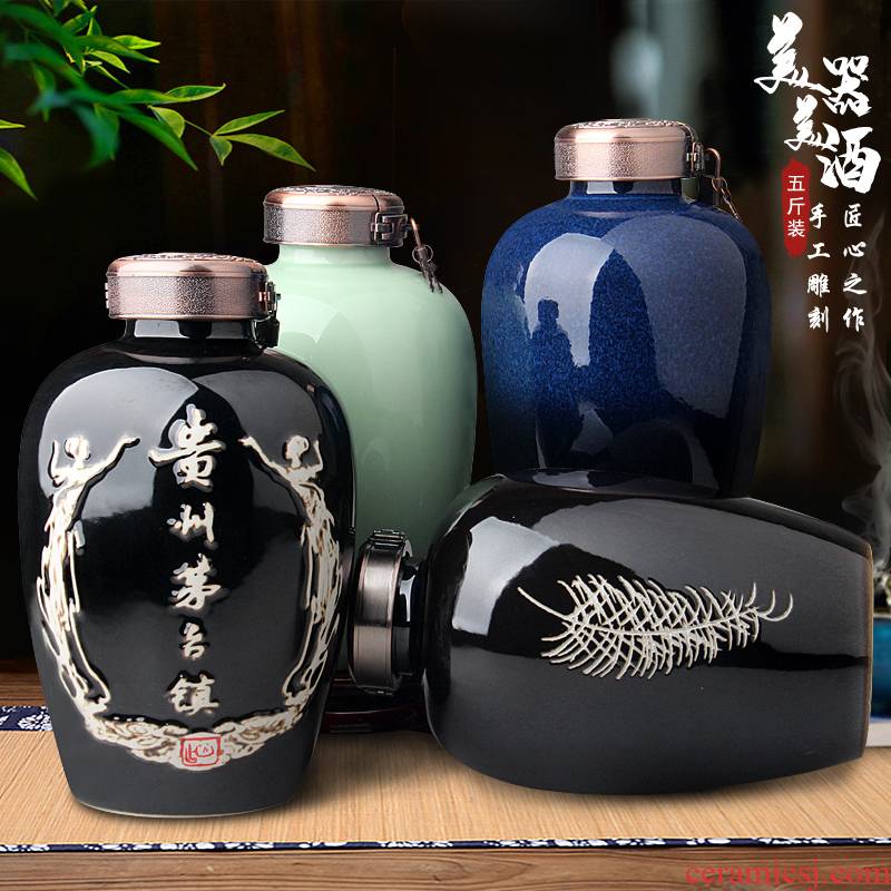Jingdezhen ceramic bottle 5 jins of 10 jins 20 jins 30 jins 50 jins variable empty bottles household hip seal wine