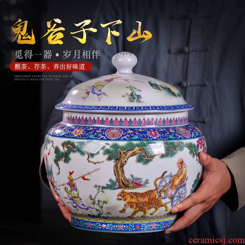 Jingdezhen ceramic storage tank furnishing articles written household act the role ofing is tasted Chinese style restoring ancient ways receives rich ancient frame creative decoration