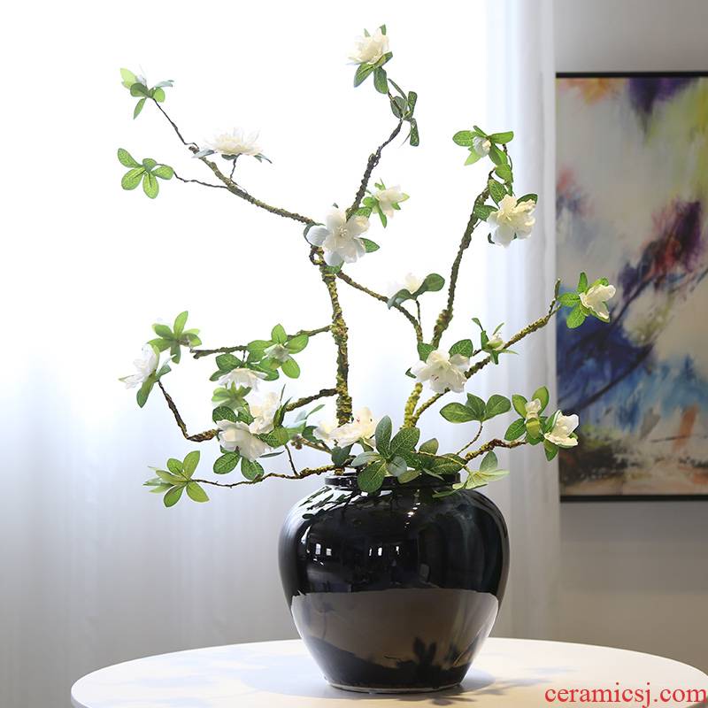 New Chinese style rural mesa ceramic vase living room TV cabinet shoe ark, the desktop decoration flower implement simulation flower receptacle