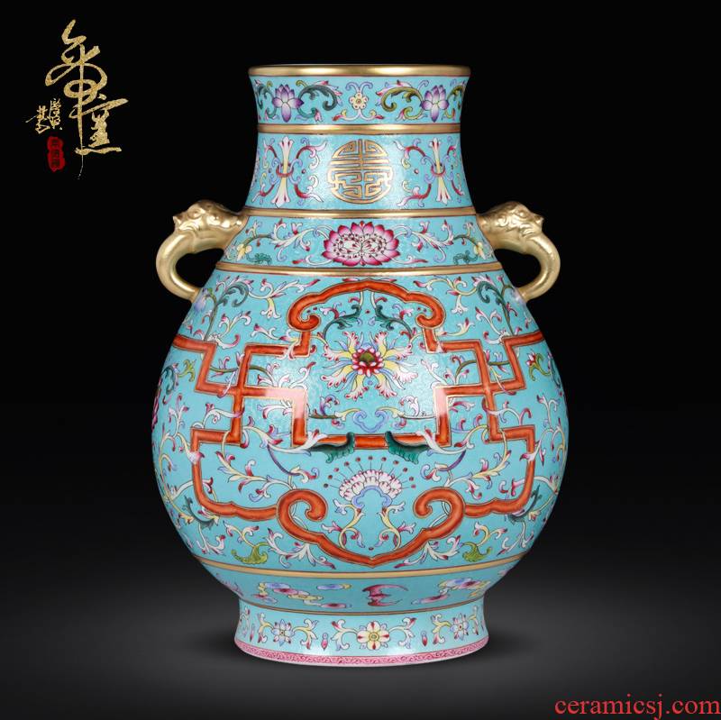 Jingdezhen ceramics hand - made antique vase the qing qianlong tube sitting room adornment study of Chinese style household furnishing articles