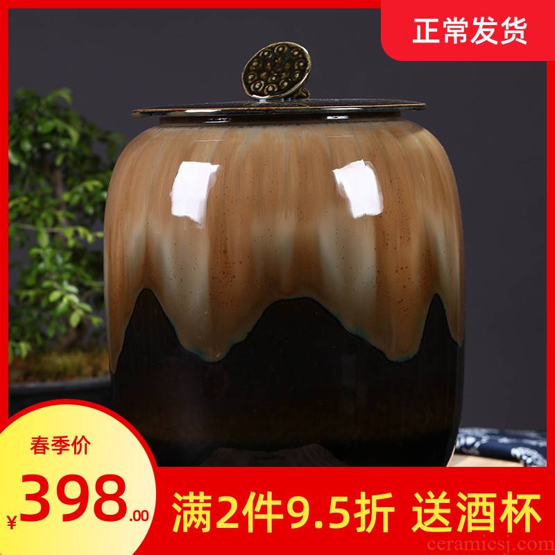 Jingdezhen ceramic tea pot large puer tea cake home seven cakes tea urn storage cover seal pot restoring ancient ways