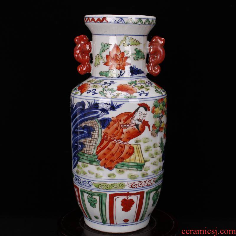 Jingdezhen RMB imitation antique antique color bucket color character lines were bottles of vintage ceramic decoration old collections