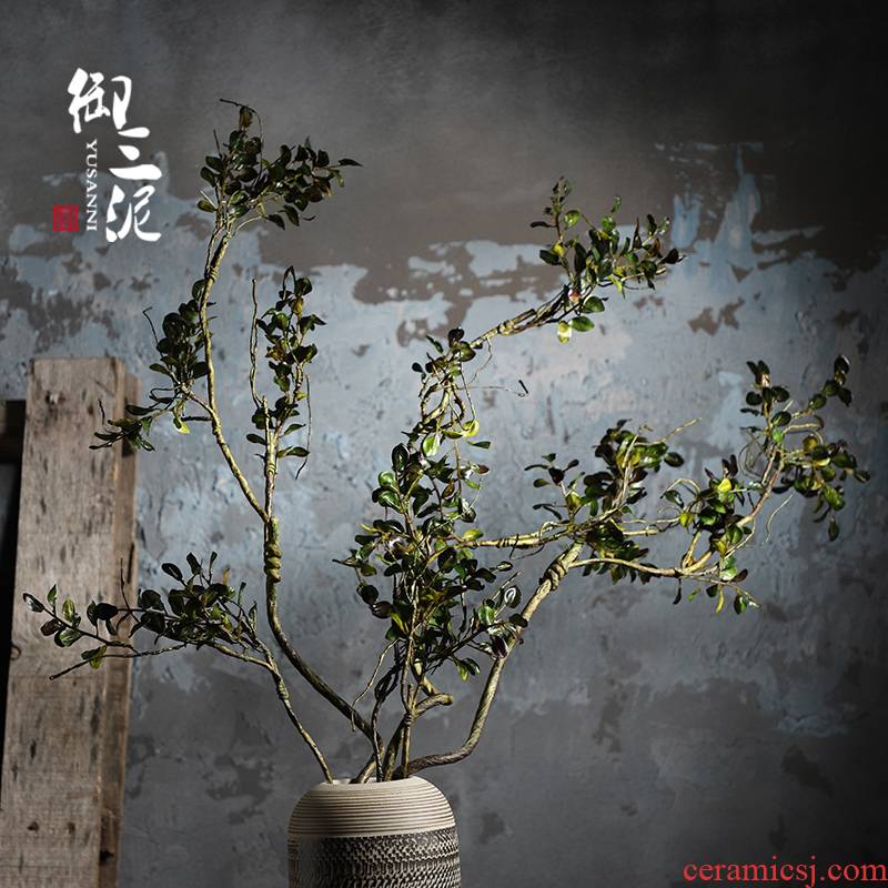 Simulation plant wall matchs material Simulation cane with small leaves Chinese zen green vine bearing flowers floral decoration