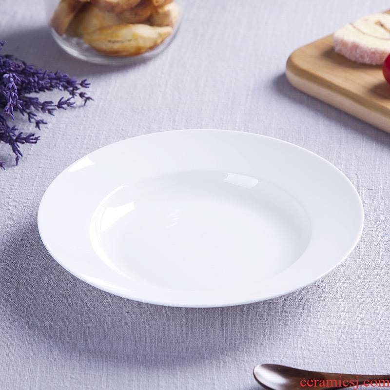 A single pure white ipads soup plate jingdezhen ceramic disc white porcelain tableware deep dish creative dishes 8 inches 0