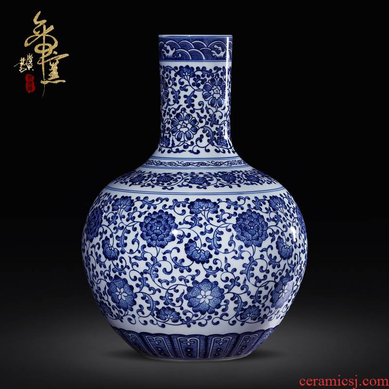 Jingdezhen ceramics antique hand - made of blue and white porcelain vase flower arranging furnishing articles, the sitting room porch home decorations arts and crafts