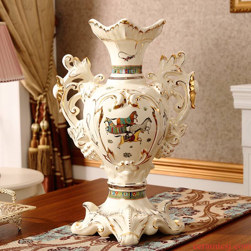 Large key-2 luxury European - style vase furnishing articles sitting room TV ark landed retro home decoration ceramic arts and crafts
