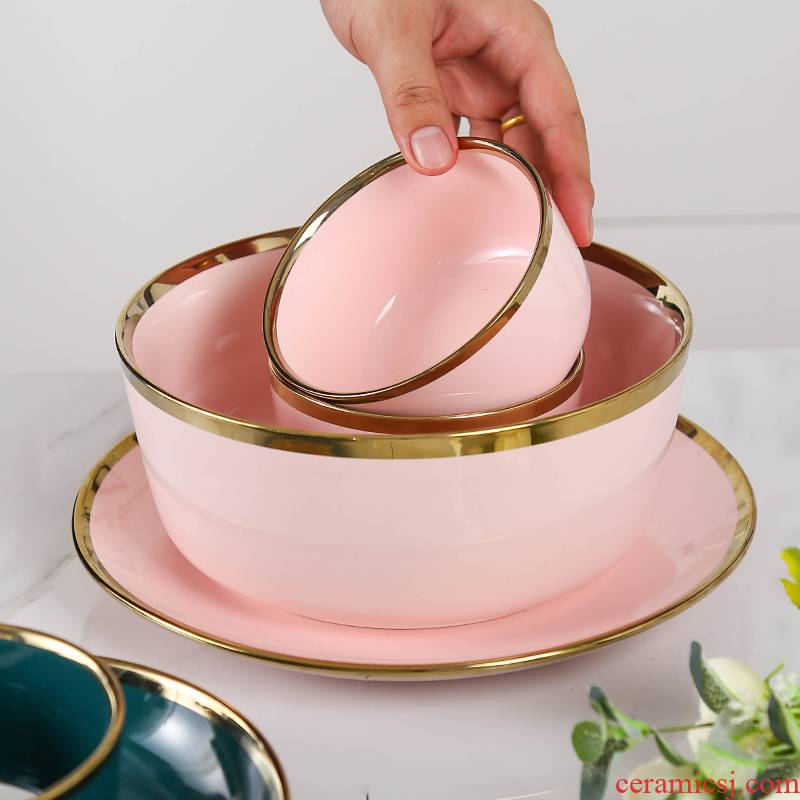 Light the key-2 luxury of up phnom penh Nordic household ceramic bowl dishes individual creative move rice soup bowl large web celebrity tableware ins