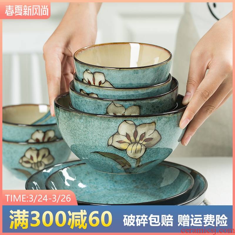 Ceramic bowl household more creative move rice bowls rainbow such as bowl bowl bowl contracted to heat the dishes combination tableware