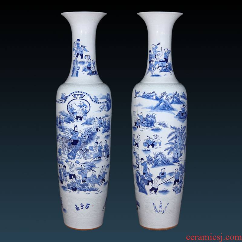 Jingdezhen ceramics antique hand - made the ancient philosophers figure of large blue and white porcelain vase king sitting room villa furnishing articles