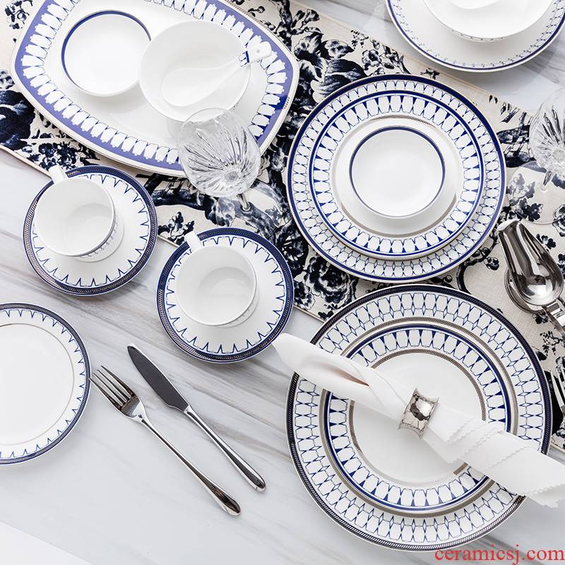 Ronda about ipads China tangshan ipads porcelain tableware suit suit European high - grade household JianGe ceramic bowl dish dish combination