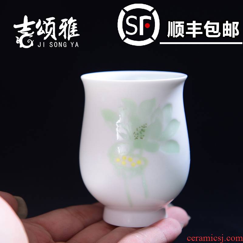 Jingdezhen tea lotus cup fragrance - smelling cup knife clay master cup single CPU noggin collect tea cup by hand