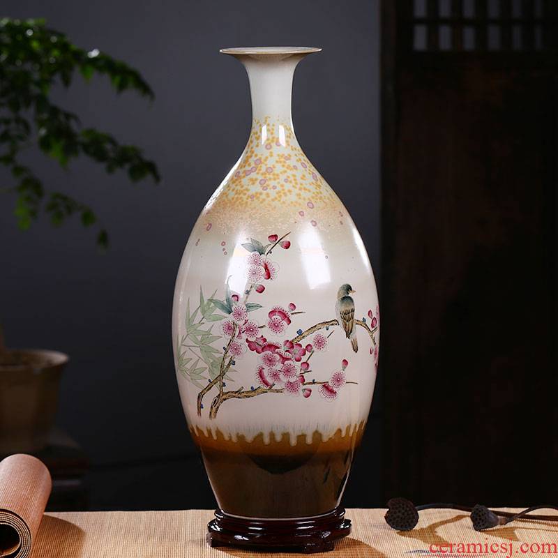 Jingdezhen ceramics hand - made vases, new Chinese style household living room TV ark, rich ancient frame wine cabinet office furnishing articles