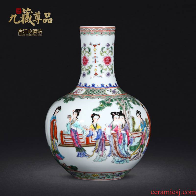 Jingdezhen ceramic vases, antique hand - made pastel yudhoyono tree sitting room TV ark, home decoration furnishing articles