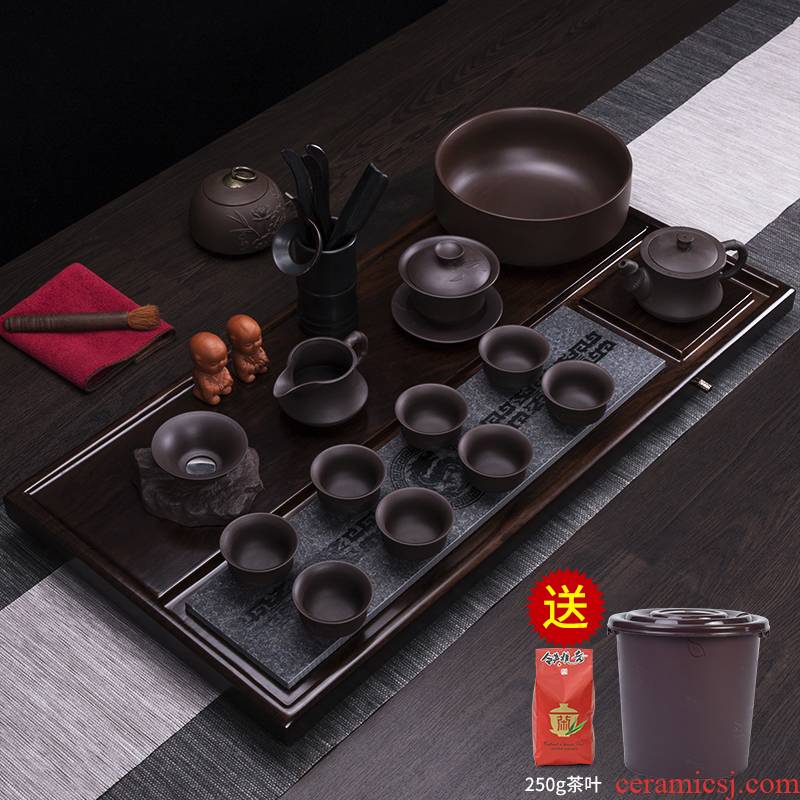 Ronkin stone tea tray automatic tea set of household solid wood tea tray of a complete set of ceramic kunfu tea