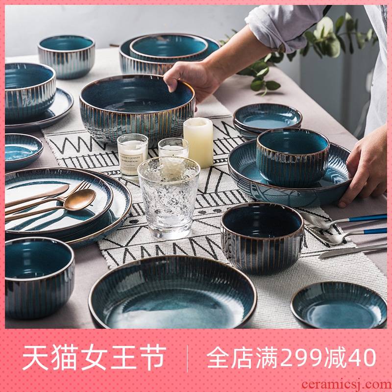 Lototo Japanese ceramic rice bowl rainbow such use household salad bowl of soup bowl mercifully rainbow such as bowl gradients creative breakfast dishes