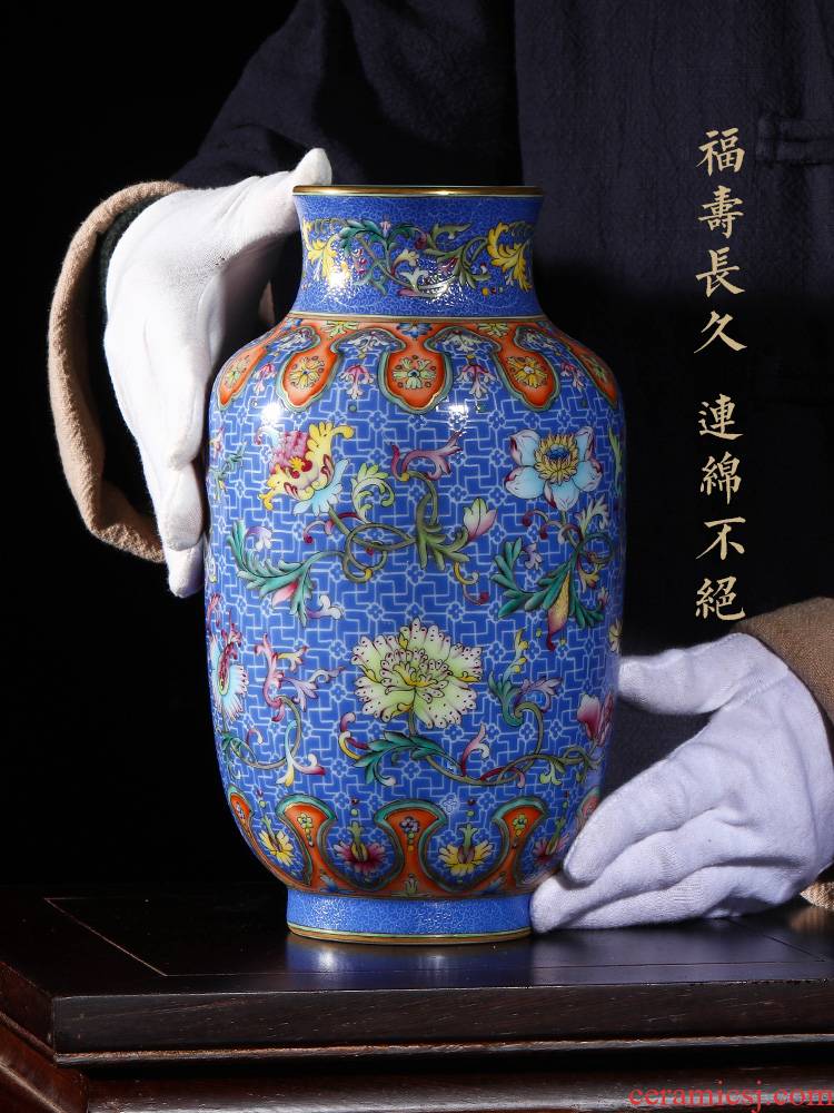 Jingdezhen ceramic antique the qing qianlong shamrock to fold the branch pattern the lantern type bottle of Chinese crafts are sitting room