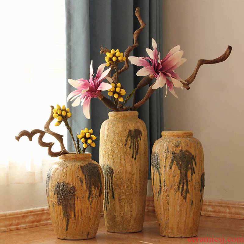 Jingdezhen coarse some ceramic jar jar flower implement ground vase earthenware do old archaize southeast Asia example room decoration