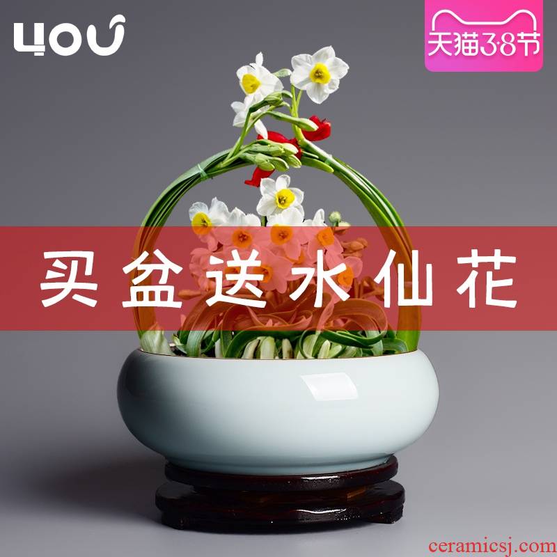Refers to flower pot ceramic Chinese wind red have refers to flower pot home creative hydroponic nonporous water pot